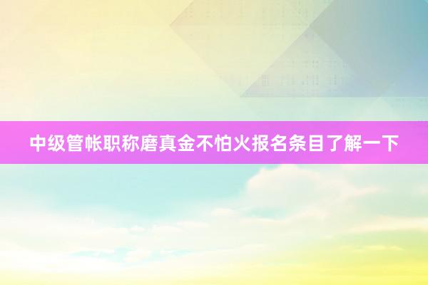 中级管帐职称磨真金不怕火报名条目了解一下